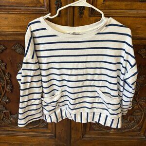 Jane and Delancey Sweater Women Size Medium Blue & White Stripe. 3/4 sleeve